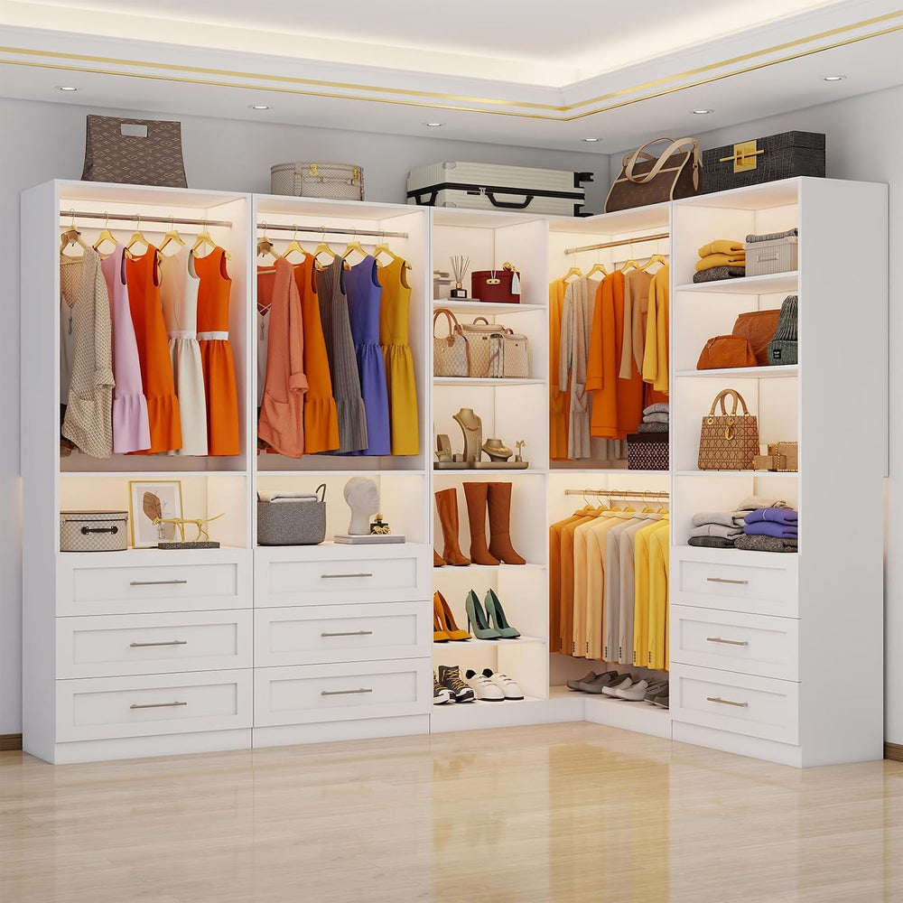 Closet System with 4 Sets, 8.5FT-21.5FT Corner Closet Organizer System with 9...