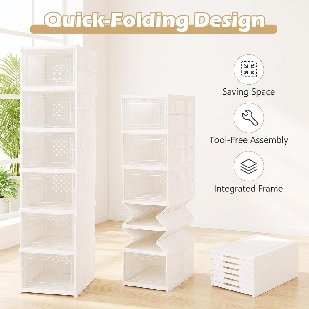 GIANTEX 6 Tier Foldable Shoe Storage Box, Fits 12 Pairs, No-Assembly