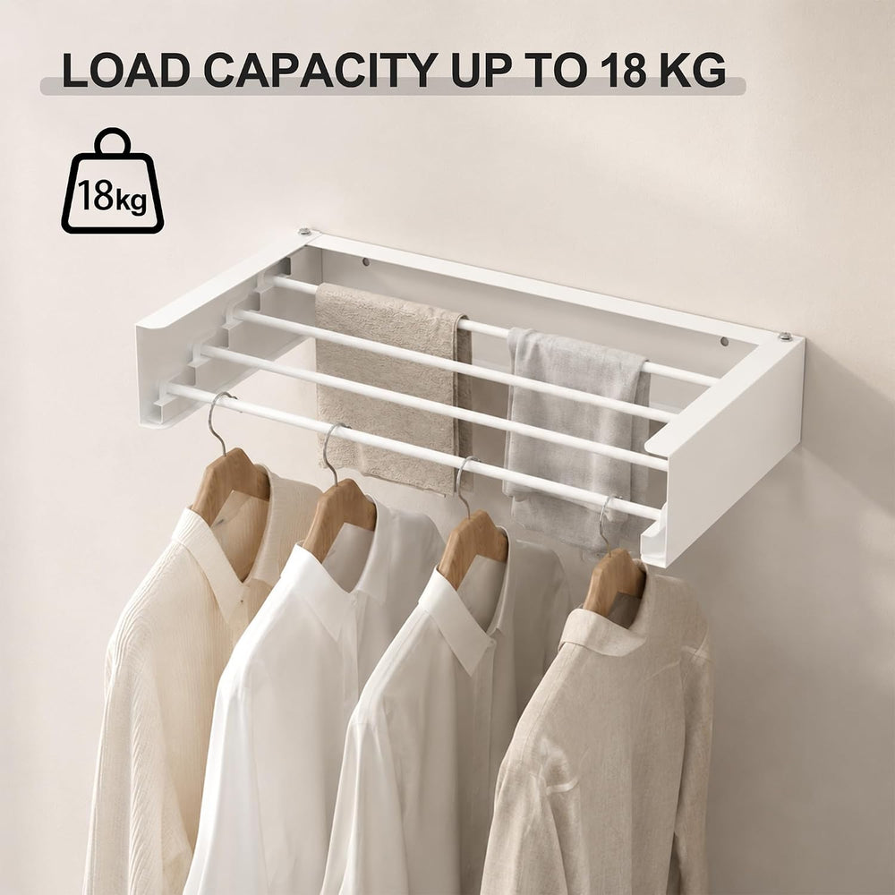 Wall Mounted Clothes Drying Rack,White 19.7",