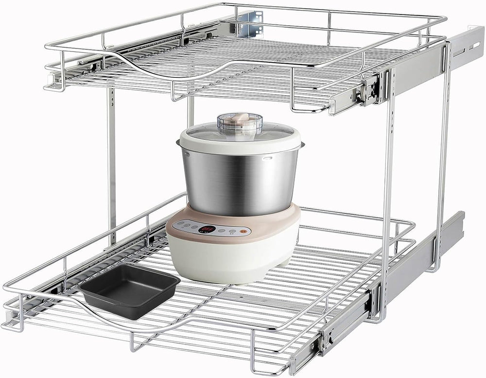 DINDON 2 Tier Pull Out Cabinet Organizer (20" W X 21" D), Double Ti...