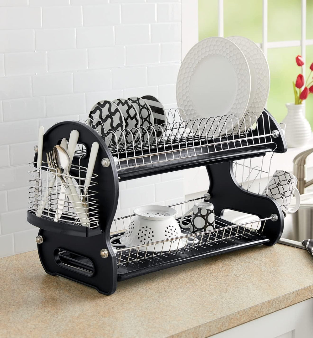 Montgomery Ward Retro 2-Tier Dish Rack - Black