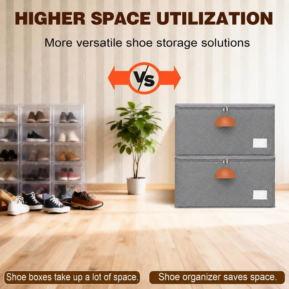 1 Pack Shoe Organizer for Closet with Adjustable Divider Shoe Storage Box