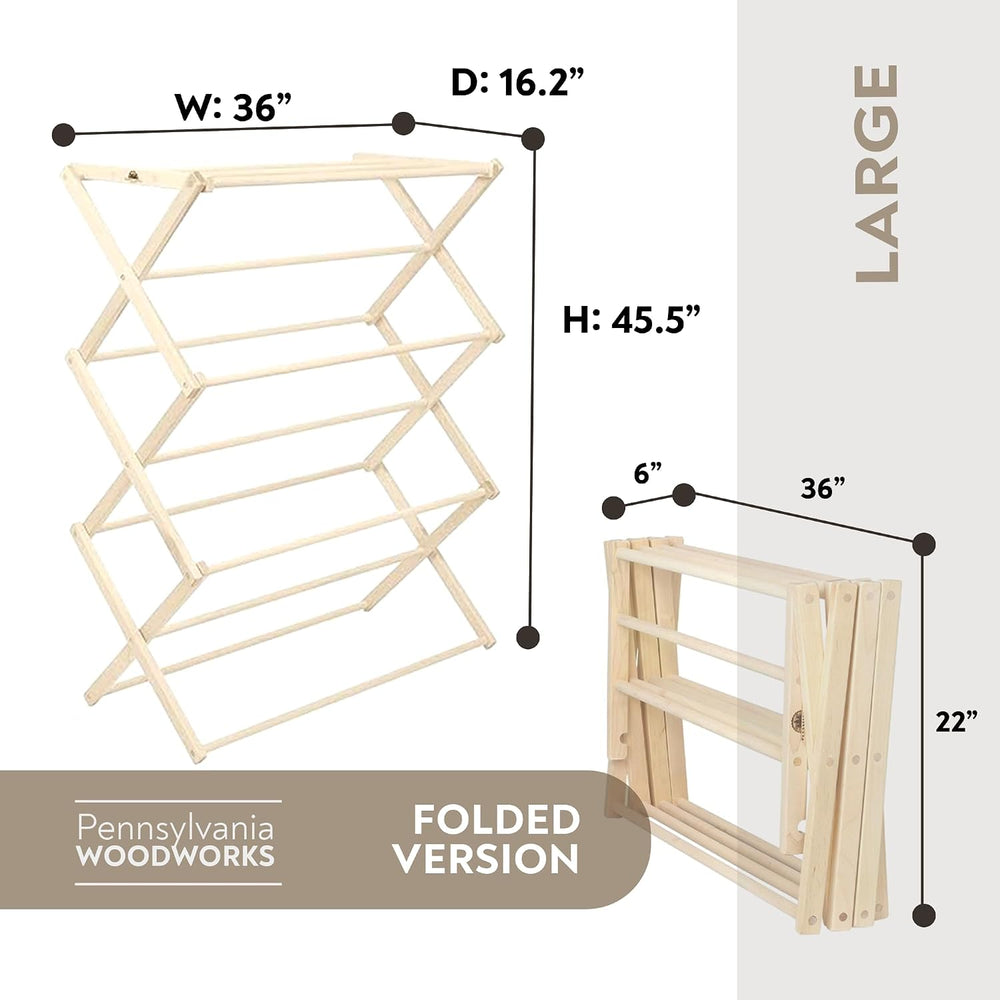 Pennsylvania Woodworks Premium American Maple Clothes Drying Rack - Handcraft...