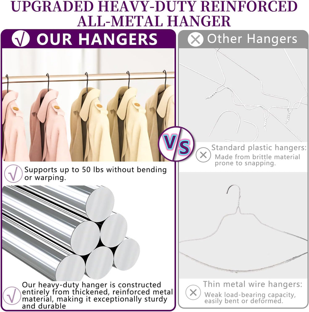 40Pack Metal Hangers+5 Clothes Pins, Heavy Duty Black Metal Hangers