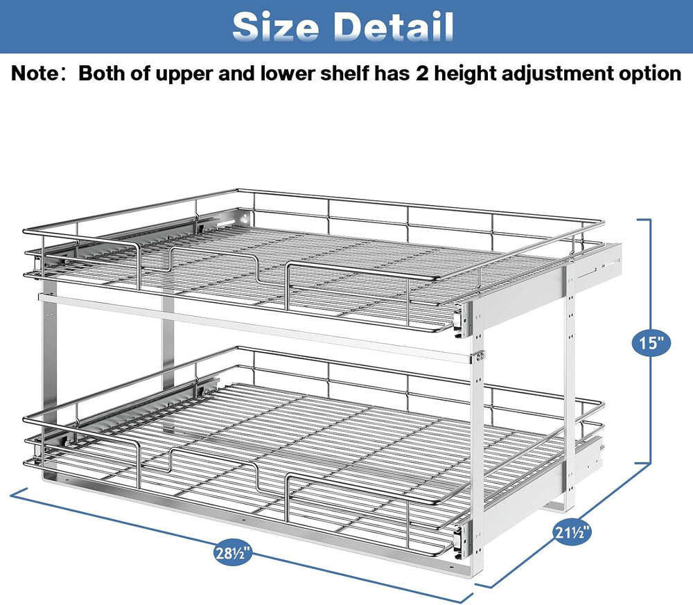 LOVMOR 2 Tier 28½"W x 21½"D, Individual Pull Organizer Kitchen Cabi...