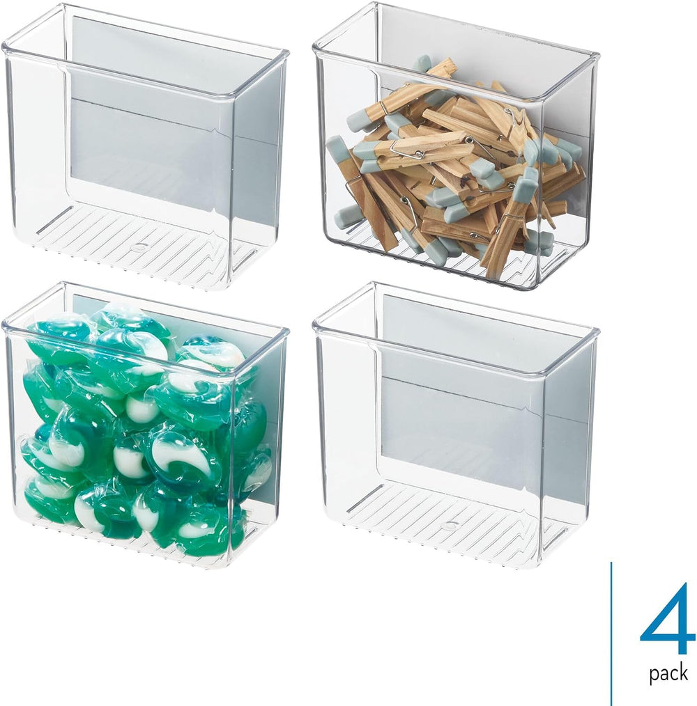 iDesign Magnetic Small Clear Plastic Organizer Bins, 4-Pack