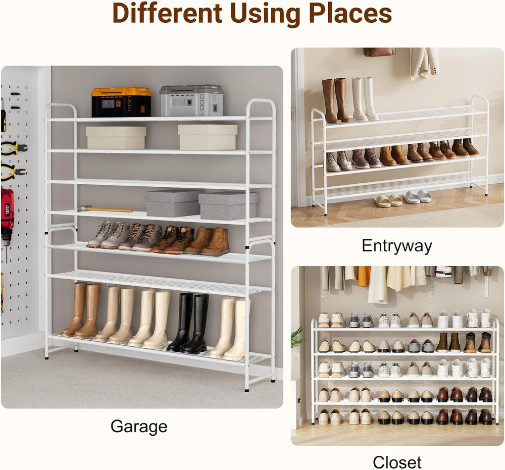 KEETDY 4-Tier Long Shoe Rack for Closet Floor, Wide Shoe Organizer Storage, S...