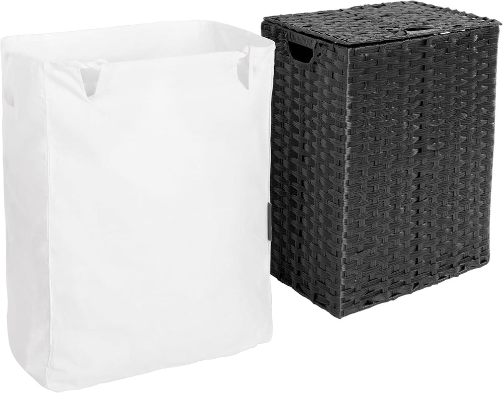 Seville Classics Premium Handwoven Portable Laundry Bin Basket with Carrying ...