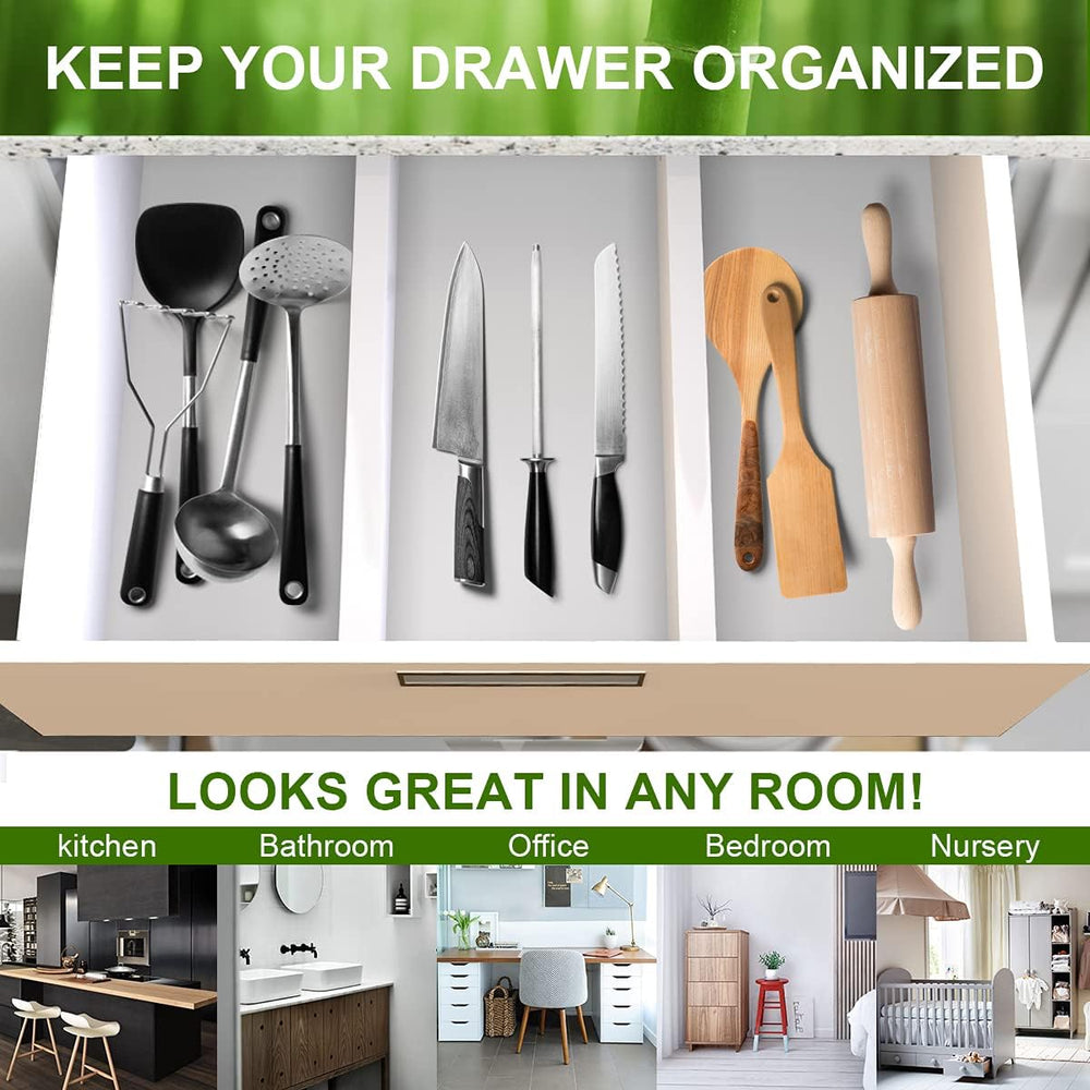 Bamboo Drawer Dividers Organizers, Expandable Drawer Separators Splitter,17-2...
