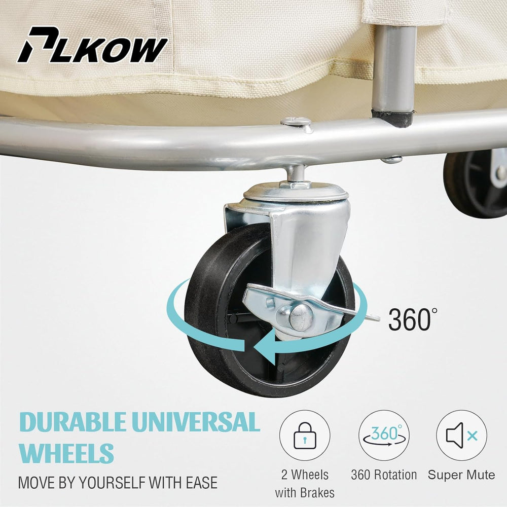PLKOW 320L Rolling Laundry Cart with Wheels, Beige