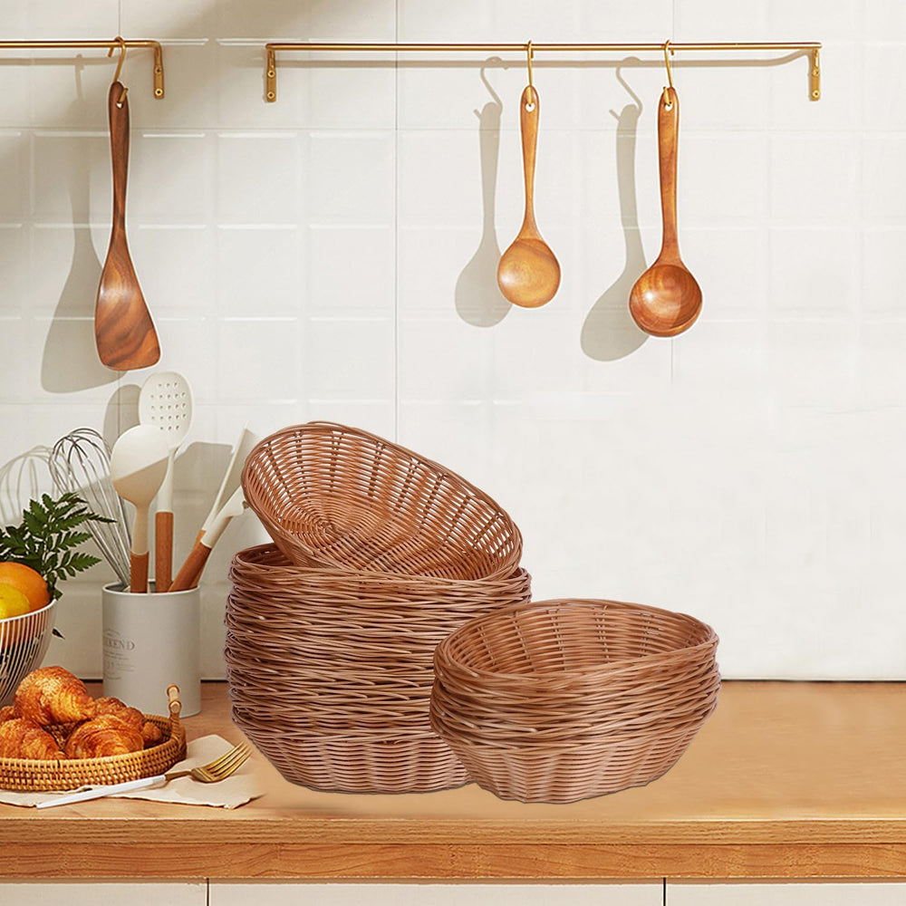 10 Pack 11 Inches Oval Wicker Bread Basket