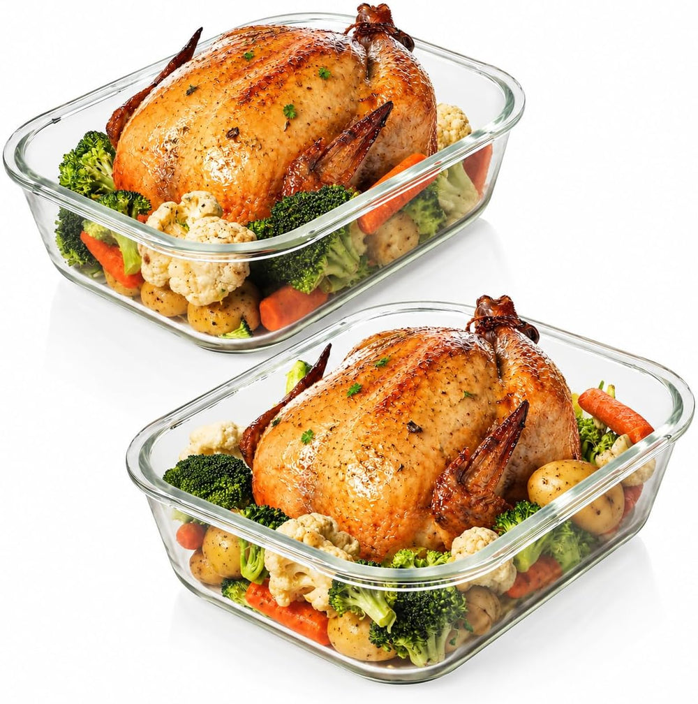 Razab 10 Cups/ 80 Oz 4 Pc (Set of 2) Glass Food Storage Containers with Airti...