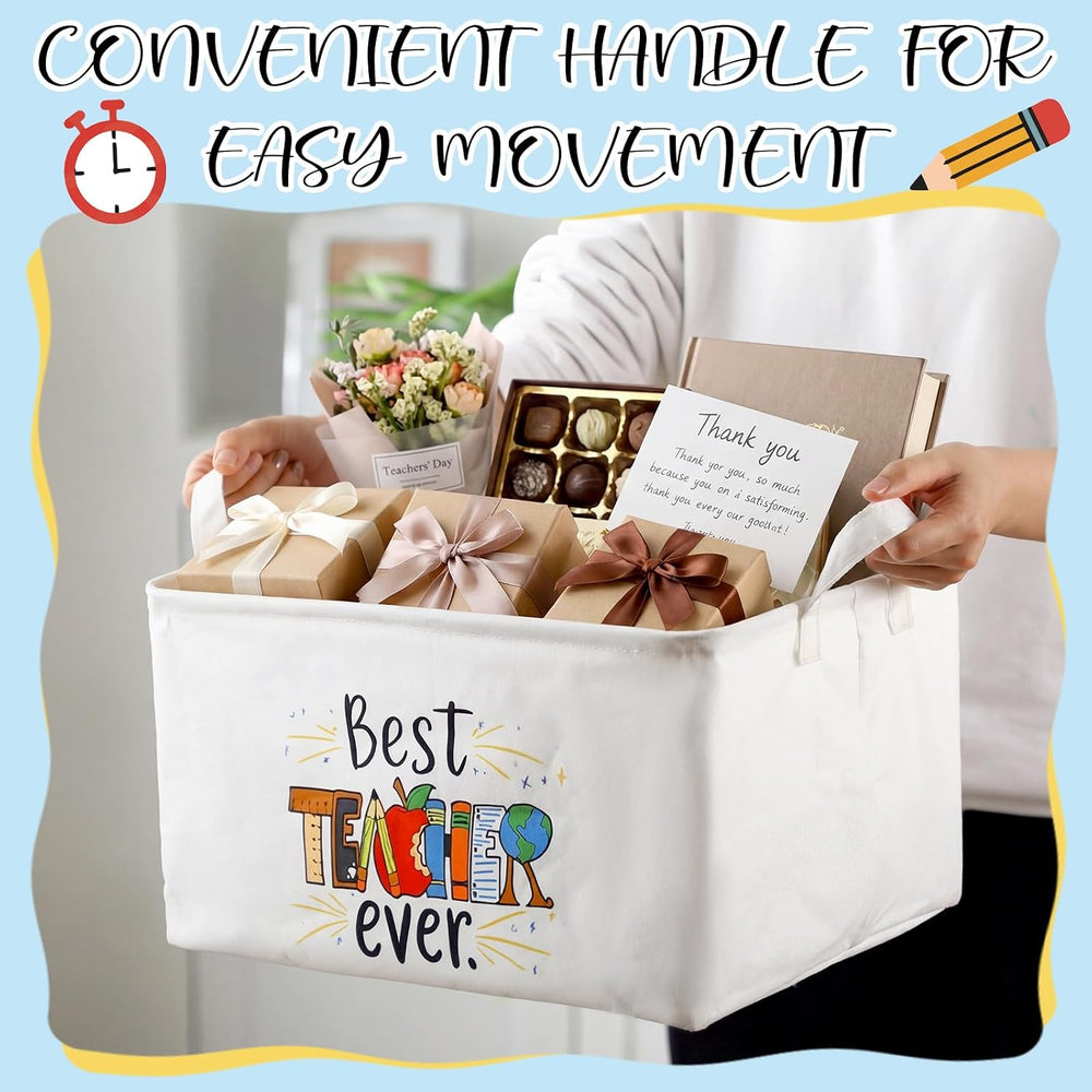 Breling 4 Pcs Teacher Appreciation Gift Basket Empty Best Teacher Ever Storag...