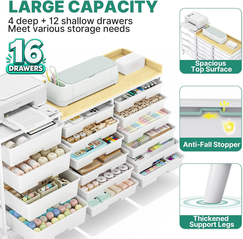16-Drawer Craft Storage Cabinet with Open Shelves