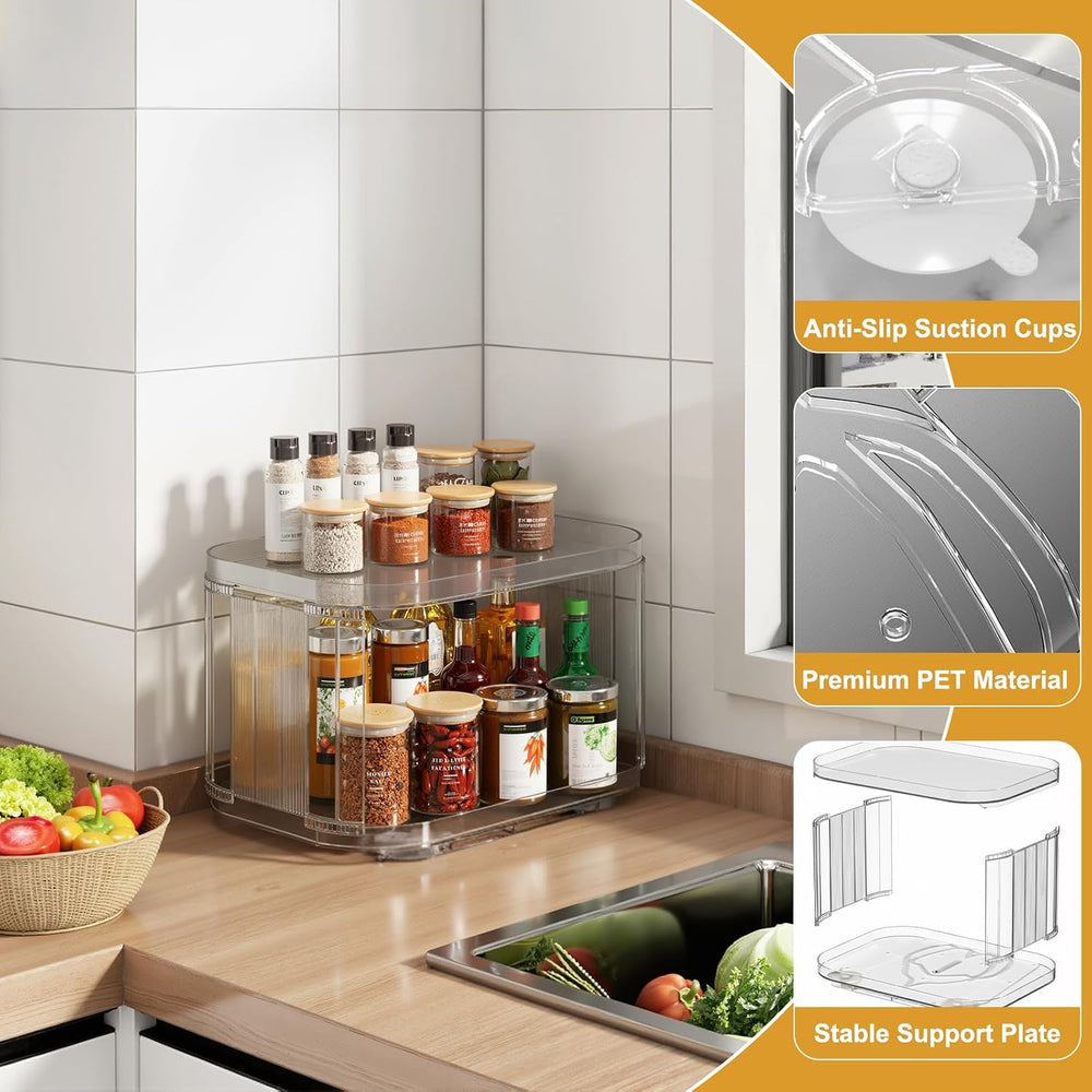2-Tier Lazy Susan Turntable Organizer for Cabinet/Countertop/Pantry/Bathroom/...