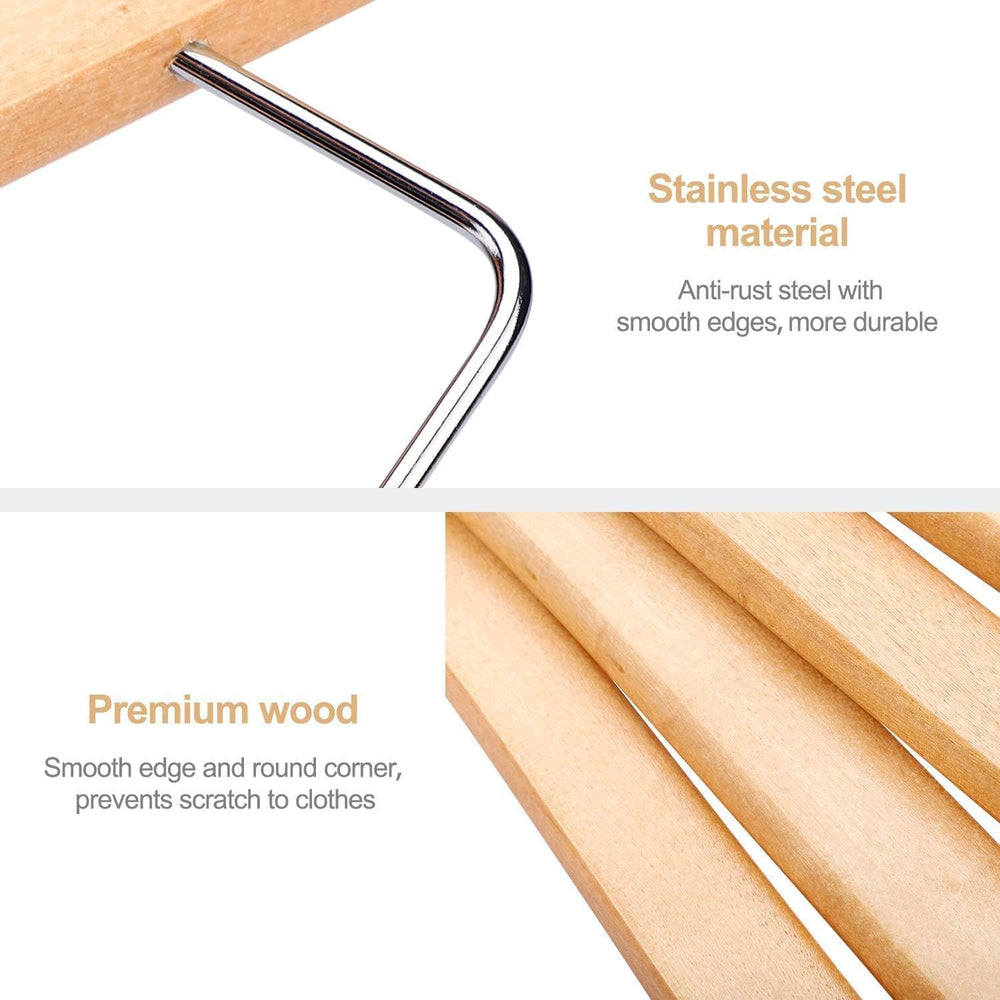 HOUSE DAY Wooden Hangers with Clips 72 Pack, Suit & Pants Hangers, Natural