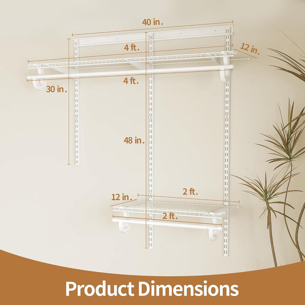 PROWORX 2-4 Ft. White Custom Insert Wire Closet Organizer System Kit