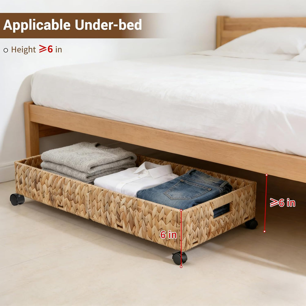 Under Bed Storage Containers with Wheels, 31.5 inch Large Capacity Handwoven ...