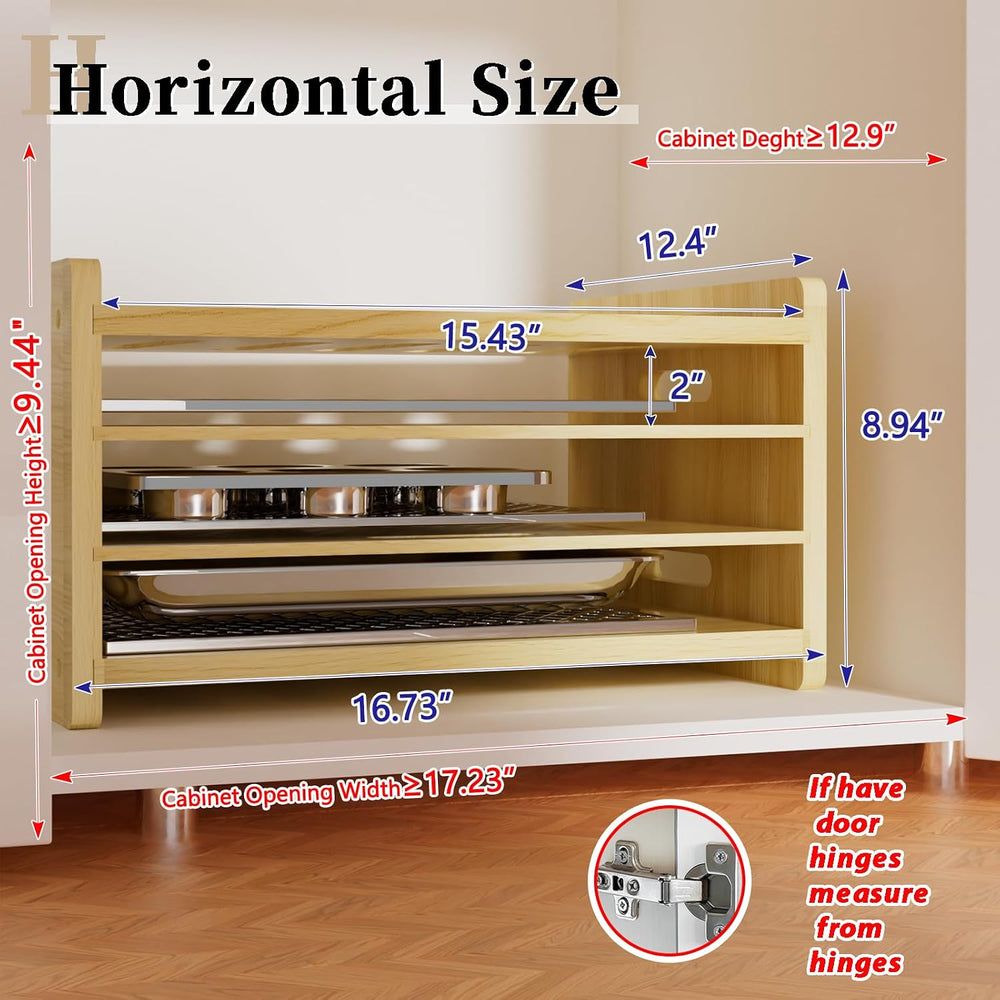 4 Tier Wooden Tray Dividers for Cabinets