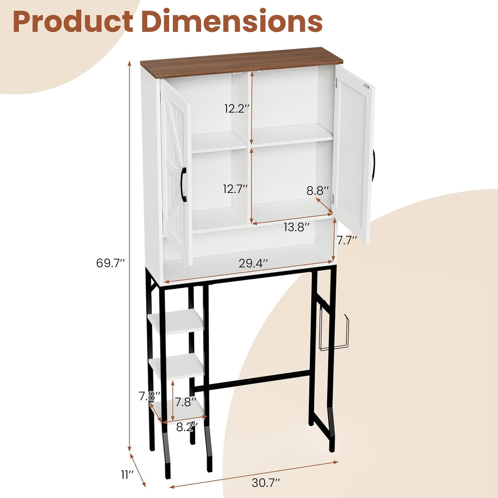 Over The Toilet Storage Cabinet,31" W Bathroom Organizer, White