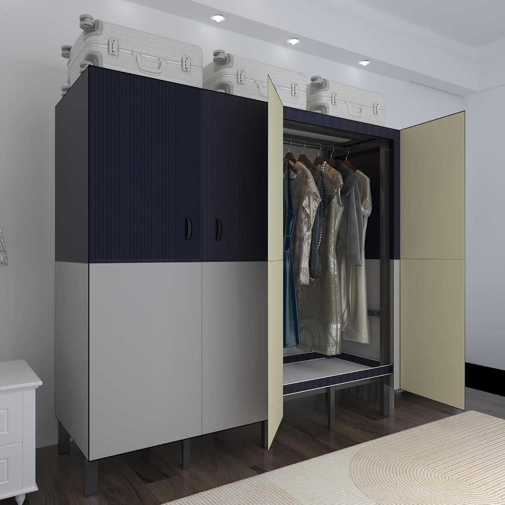 Foldable Portable Wardrobe Closet with Magnetic Doors & Cover, Heavy Duty...