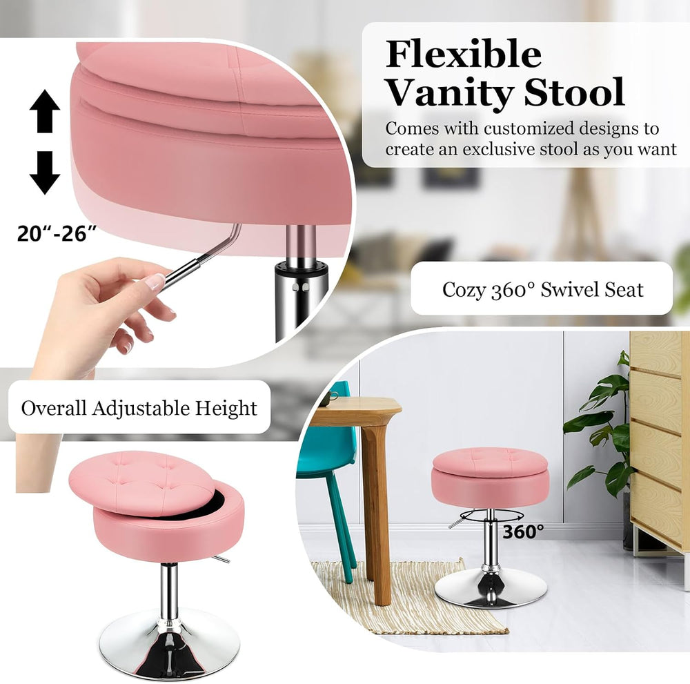 GIANTEX Adjustable Swivel Vanity Stool Set of 3, 360° Swivel 20"-26&quot...