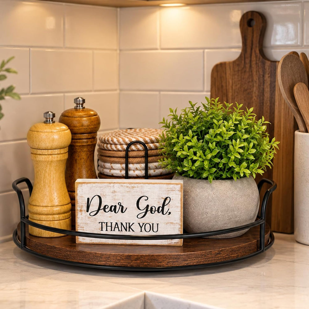 Farmhouse Lazy Susan Kitchen Decor Set of 5 for Dining Table, Table Decor