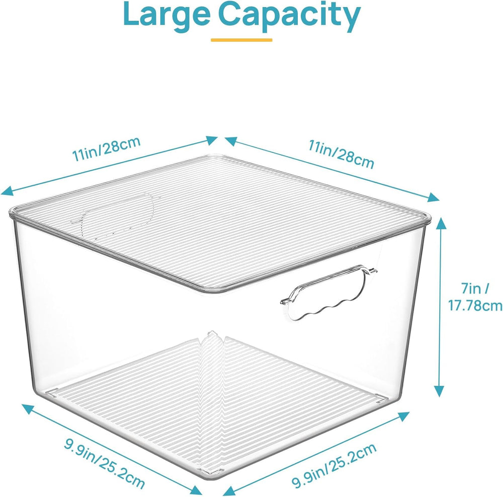 Vtopmart 8 Pack Extra Large Clear Stackable Storage Bins with Lids for Cube