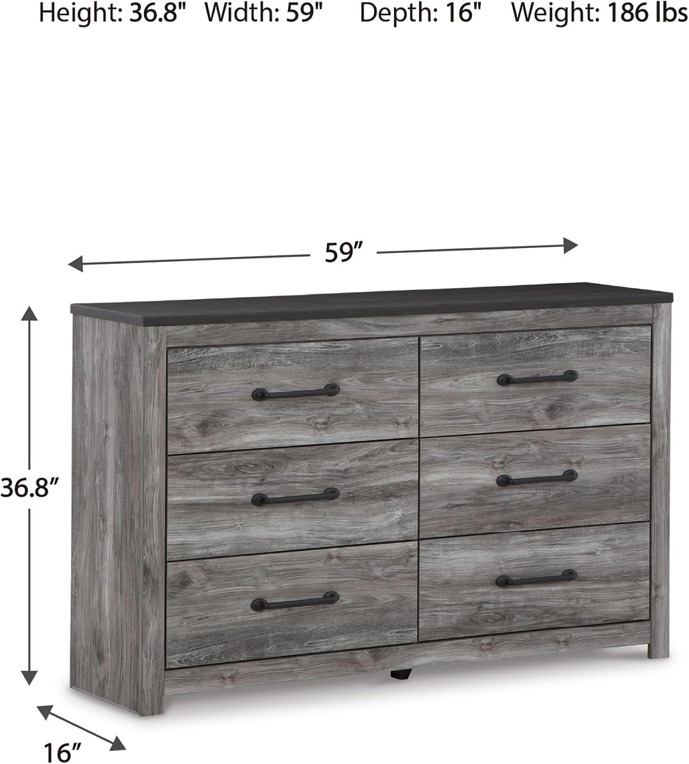 Signature Design by Ashley Bronyan Contemporary 6 Drawer Dresser, Gray