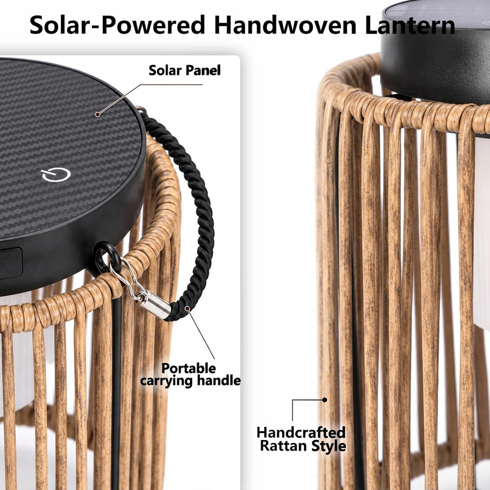 Outdoor Solar Lantern for Patio Waterproof, Rechargeable Table Lamp