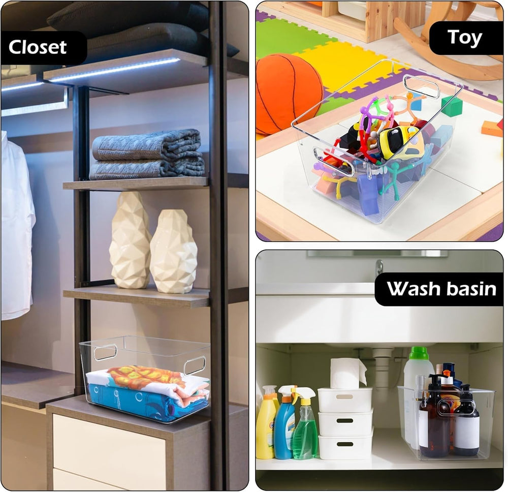Clear Plastic Storage Bins 8 Pack - Pantry Organizers and Storage, Fridge Org...