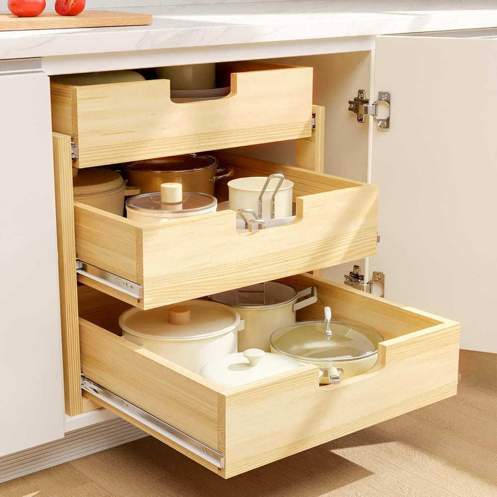Pull Out Cabinet Organizer, 14''W×21''D Sliding Drawers for C...