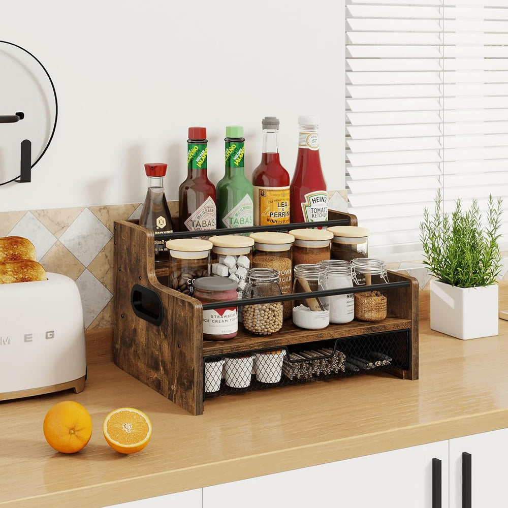 Homode Coffee Syrup Organizer Rack, 3-Tier 8 Bottles Syrup Stand