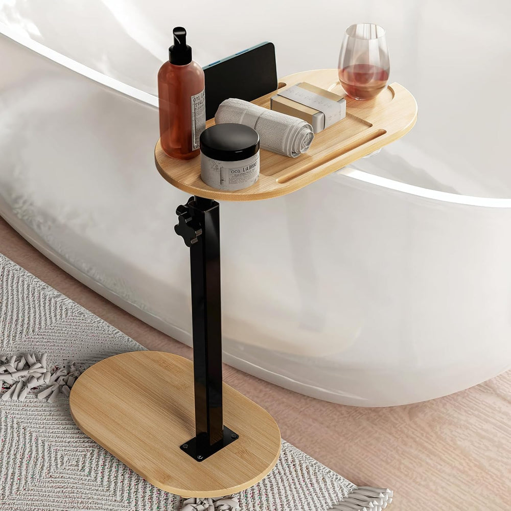Bamboo Bath tub Tray Table with Adjustable Height