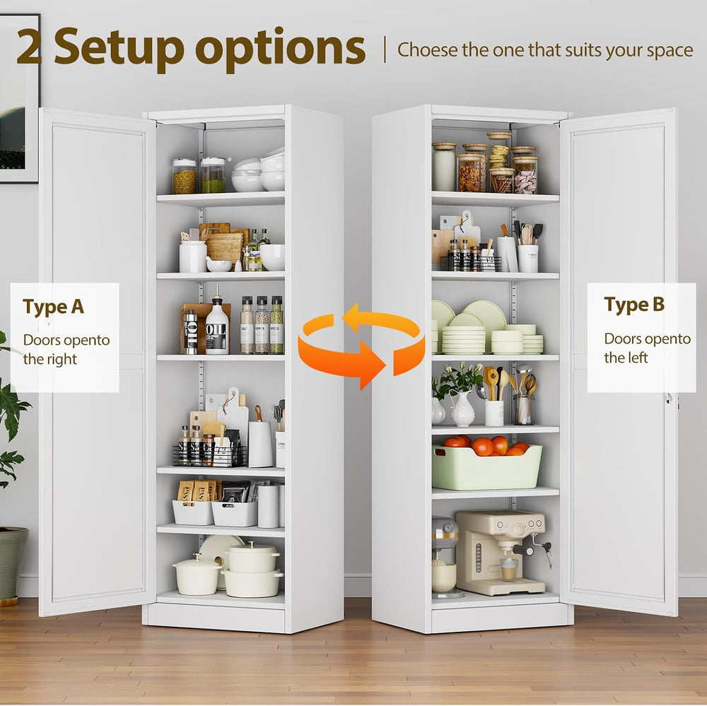 pozdeg 67" White Lockable Metal Storage Cabinet