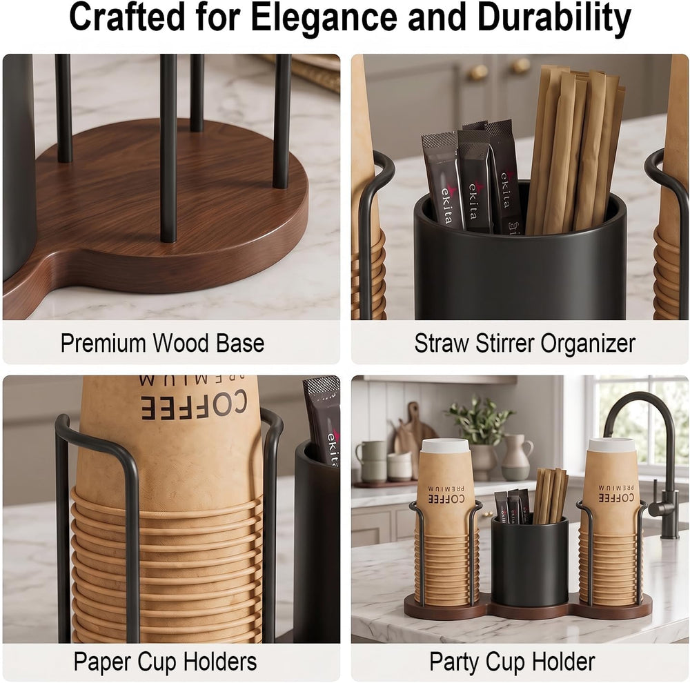 GOYLSER Coffee Bar Organizer with Straw & Stirrer Storage Caddy for Cups ...