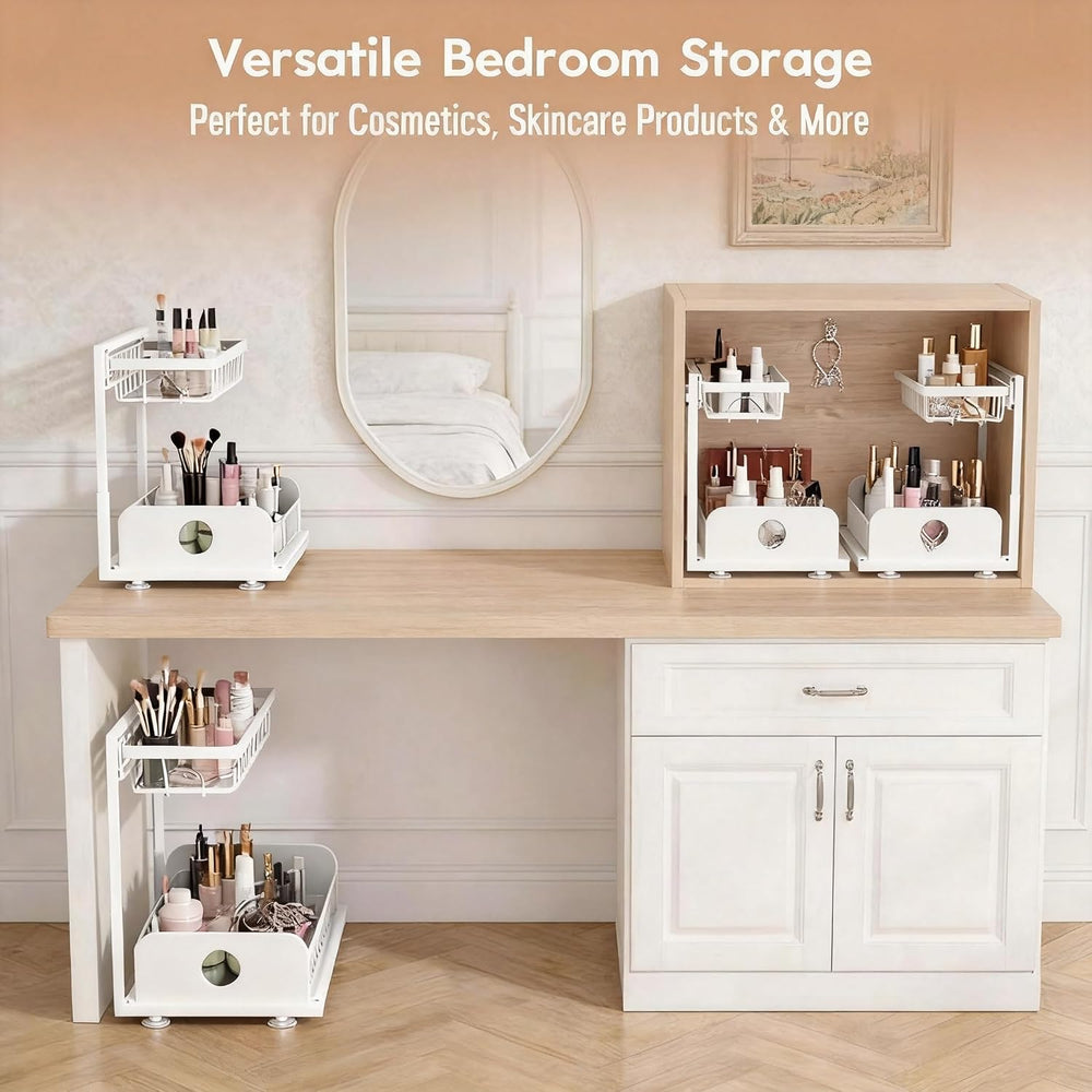 Under Sink Organizer, 1 Pack Under Kitchen Cabinet Organizer, Height Adjustab...