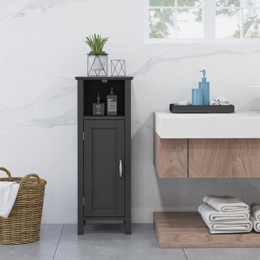 LDAILY LUARANE Wooden Bathroom Floor Storage Cabinet, Side Storage Organizer ...