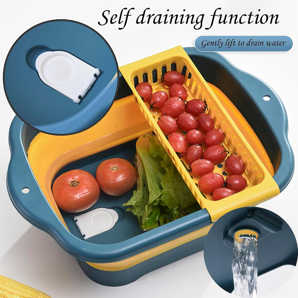 2.98 Gallon (11.28L) Collapsible Dish Basin with Drain Plug, Outdoor Multiuse...