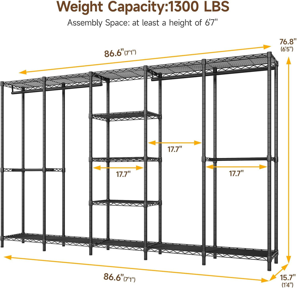 ONBRILL F5 Heavy Duty Clothes Rack Freestanding Modular Closet System Black
