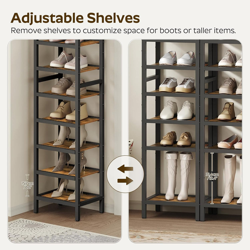 YATINEY 12-Tier Tall Shoe Rack, Vertical Shoe Organizer for Small Spaces, Woo...