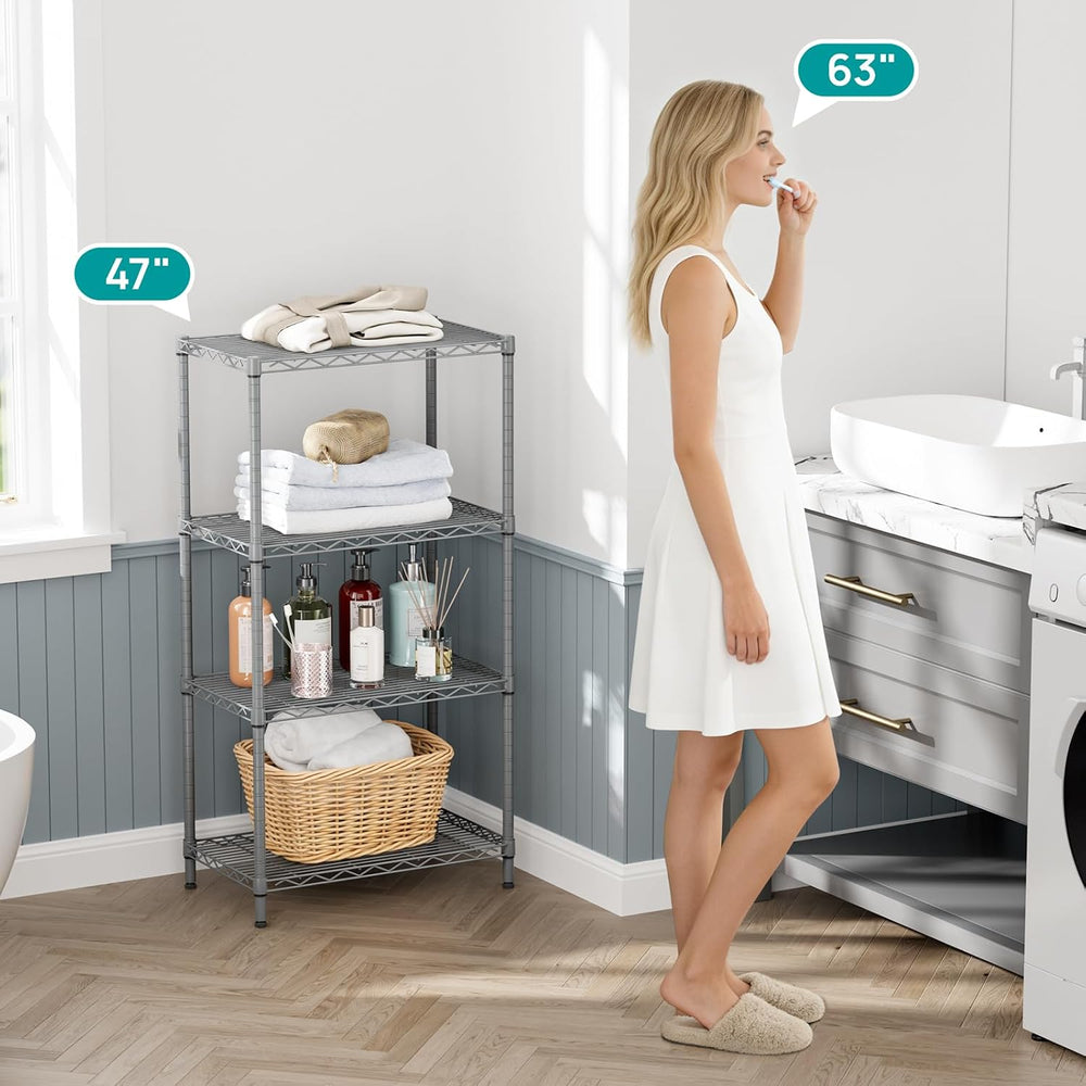 4 Metal Shelves Wire Shelving Storage Shelf Adjustable Unit Pantry