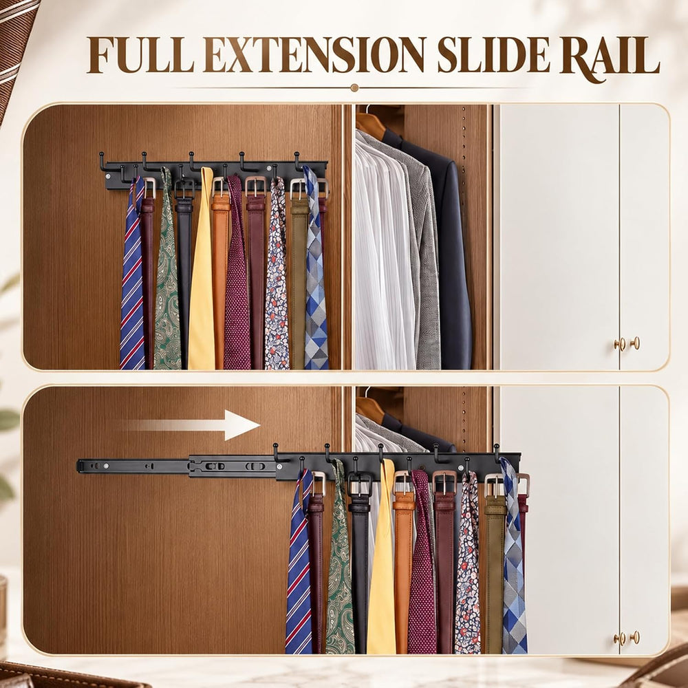 Blulu 2 Pcs 13.8'' Sliding Tie Rack Hangers for Closet, 9 Tie Each, B...
