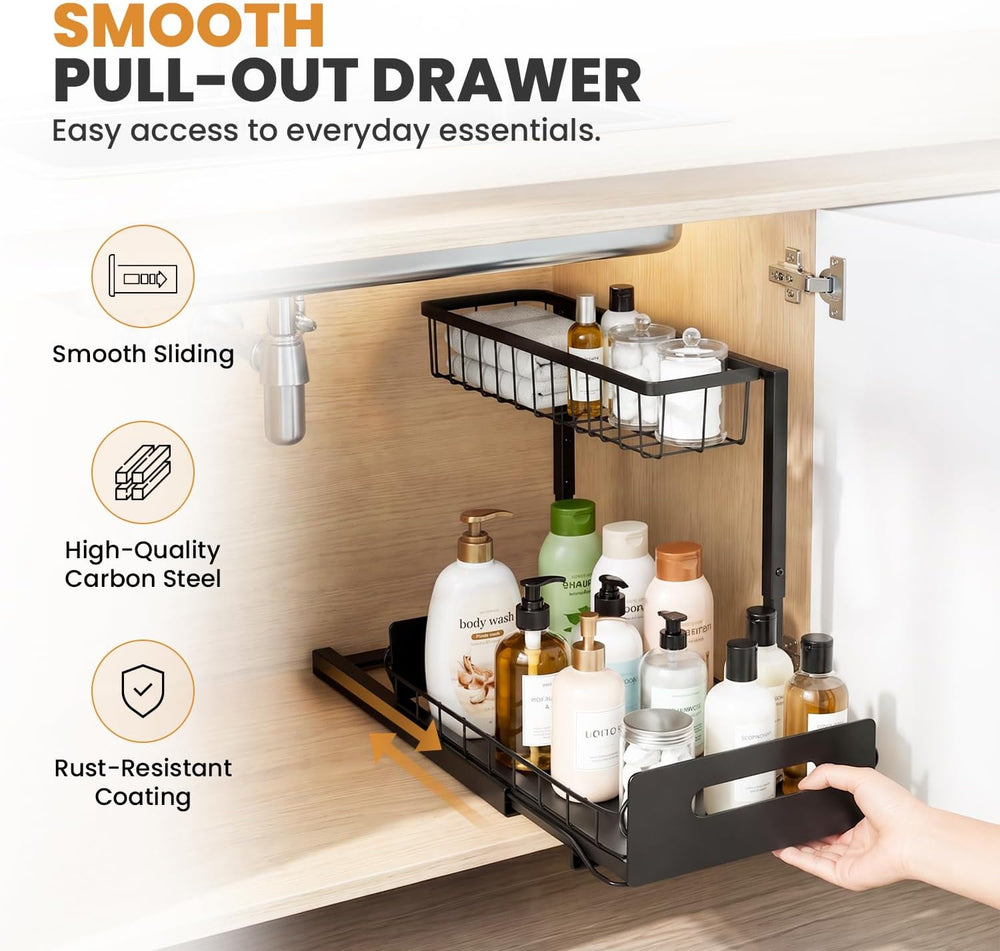 Under Sink Organizer 2 Pack, Slide Out Kitchen Cabinet Organizer.