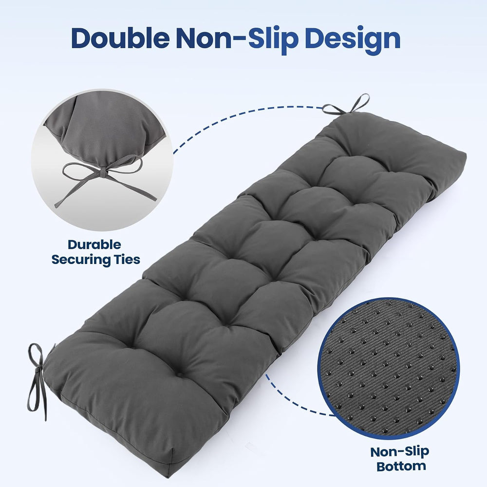 IASEAHK Outdoor & Indoor Bench Cushion, 48x18x5 Inch, Dark Grey