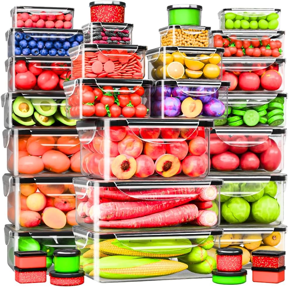 RockBerry 66 Pcs Food Storage Containers with Lids Airtight, Total 19075ML