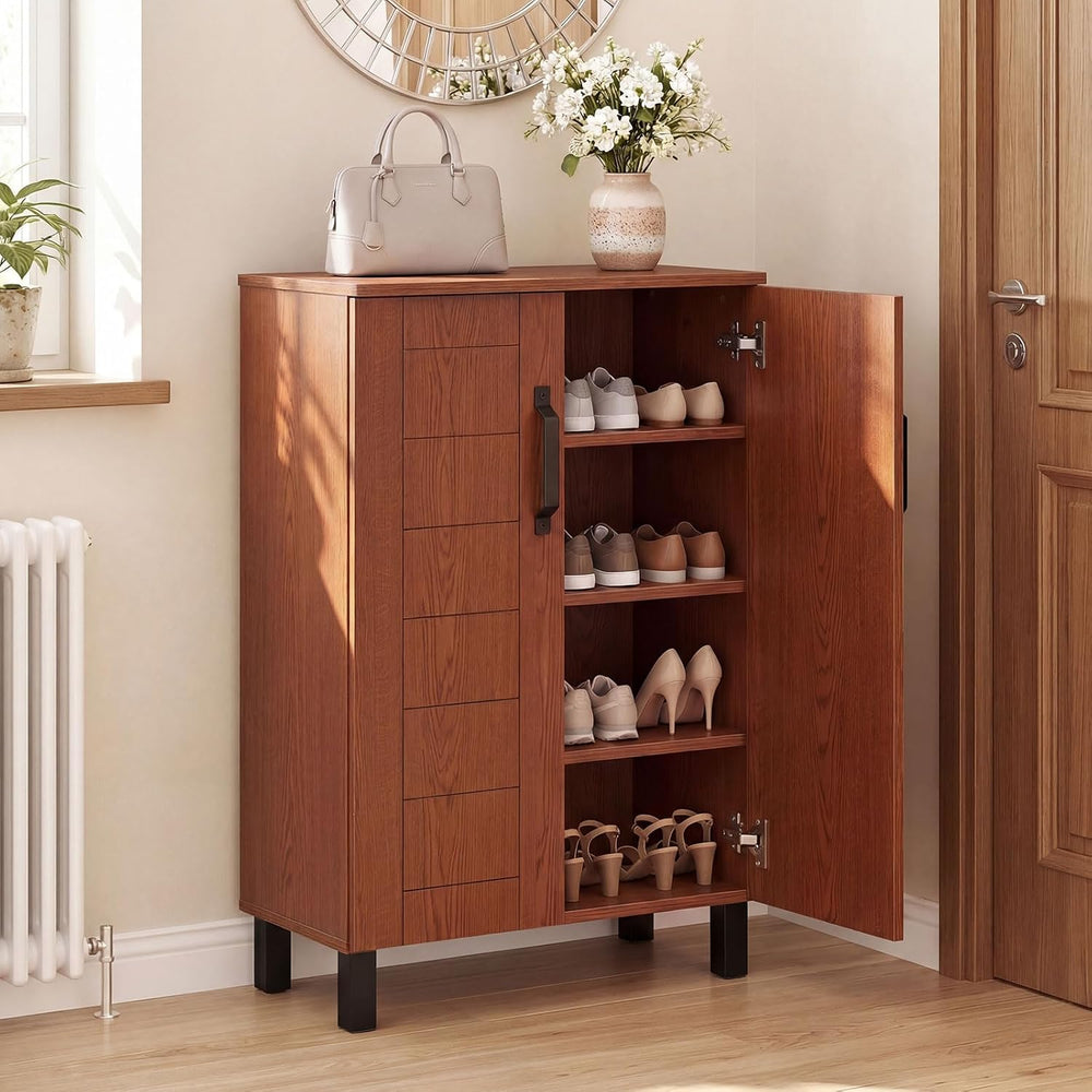 GIANTEX 5-Tier Shoe Storage Cabinet for Entryway (Brown)