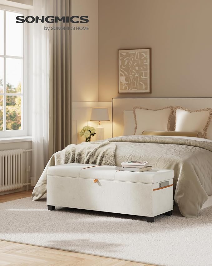 SONGMICS Storage Ottoman Bench, Storage Chest, 15.7 x 43.3 x 15.7 Inches