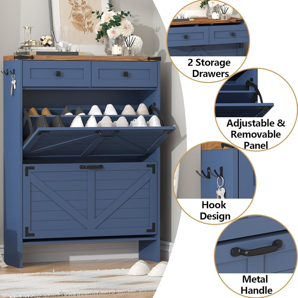 Shoe Storage Cabinet with Deodorizing Function, Farmhouse Narrow Hidden Shoe ...