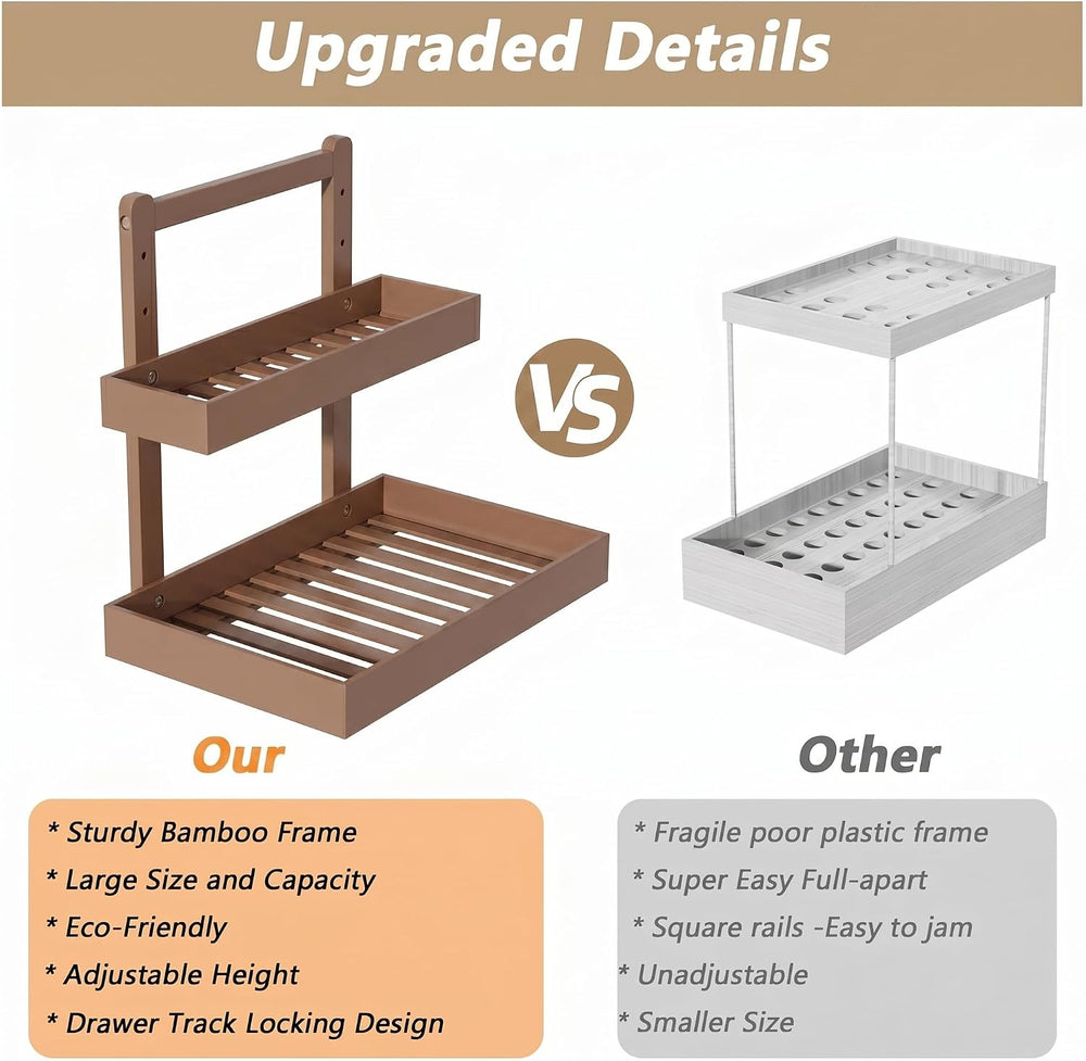 Under Sink Organizer, L-Shaped 2 Tier Pull Out Cabinet Organizer